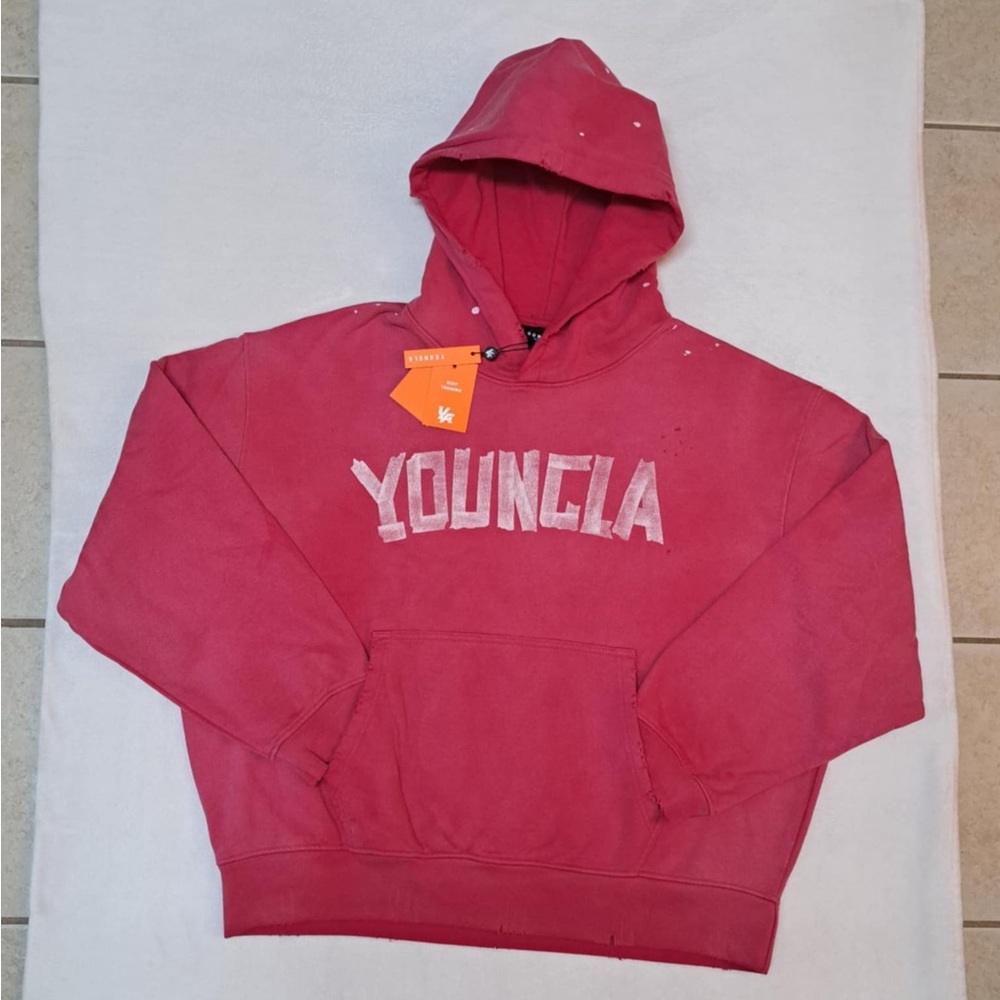 YoungLA Pink Vintage Wash Hoodie - Men's size XL - Picture 2 of 12